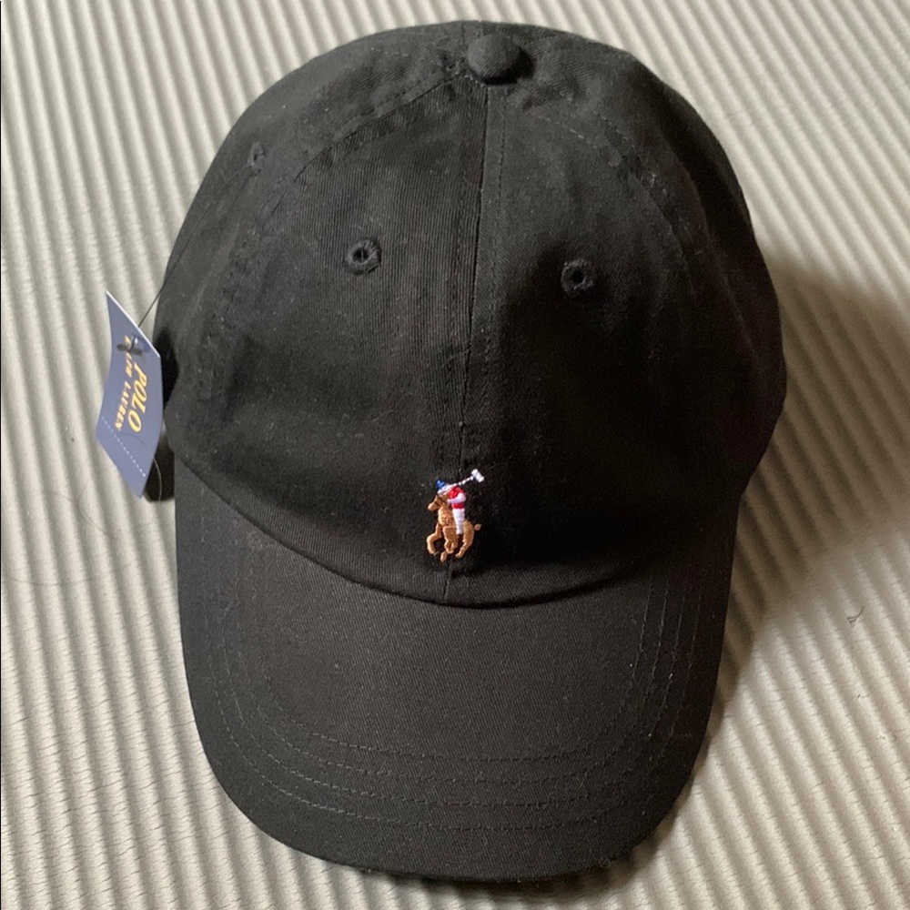 Ralph Lauren Black Polo Hat with Embroidered Logo